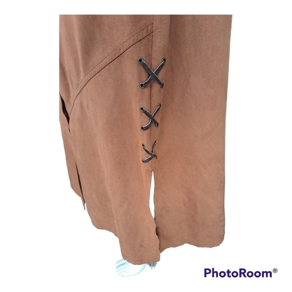 CmCat Out au naturel maxi skirt 100% suede leather tan western skirt size 9 - Picture 8 of 16